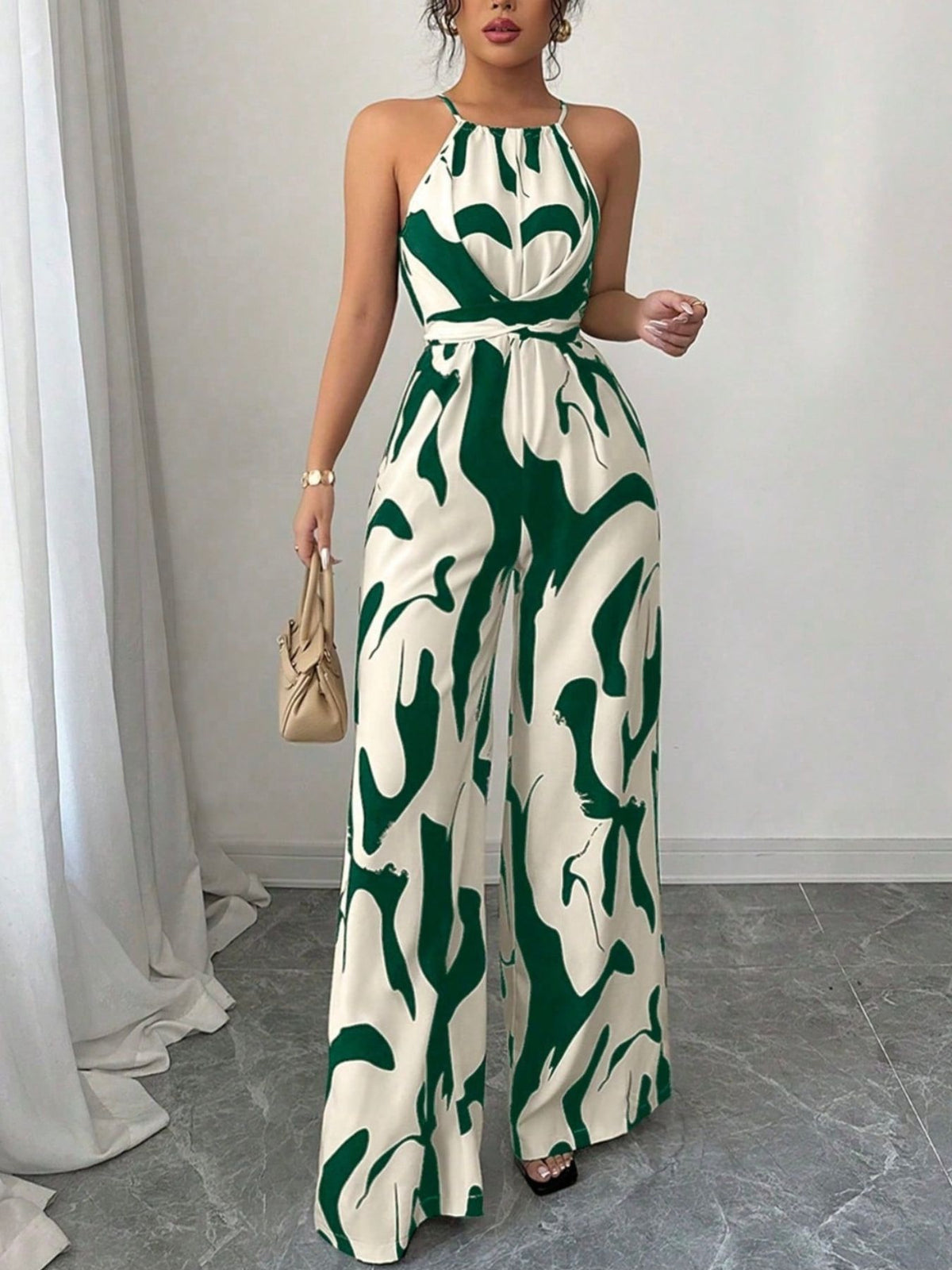Abstract Print Sleeveless Wide Leg Jumpsuit (10)