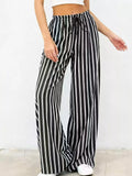 Striped Wide-leg Drawstring Pants