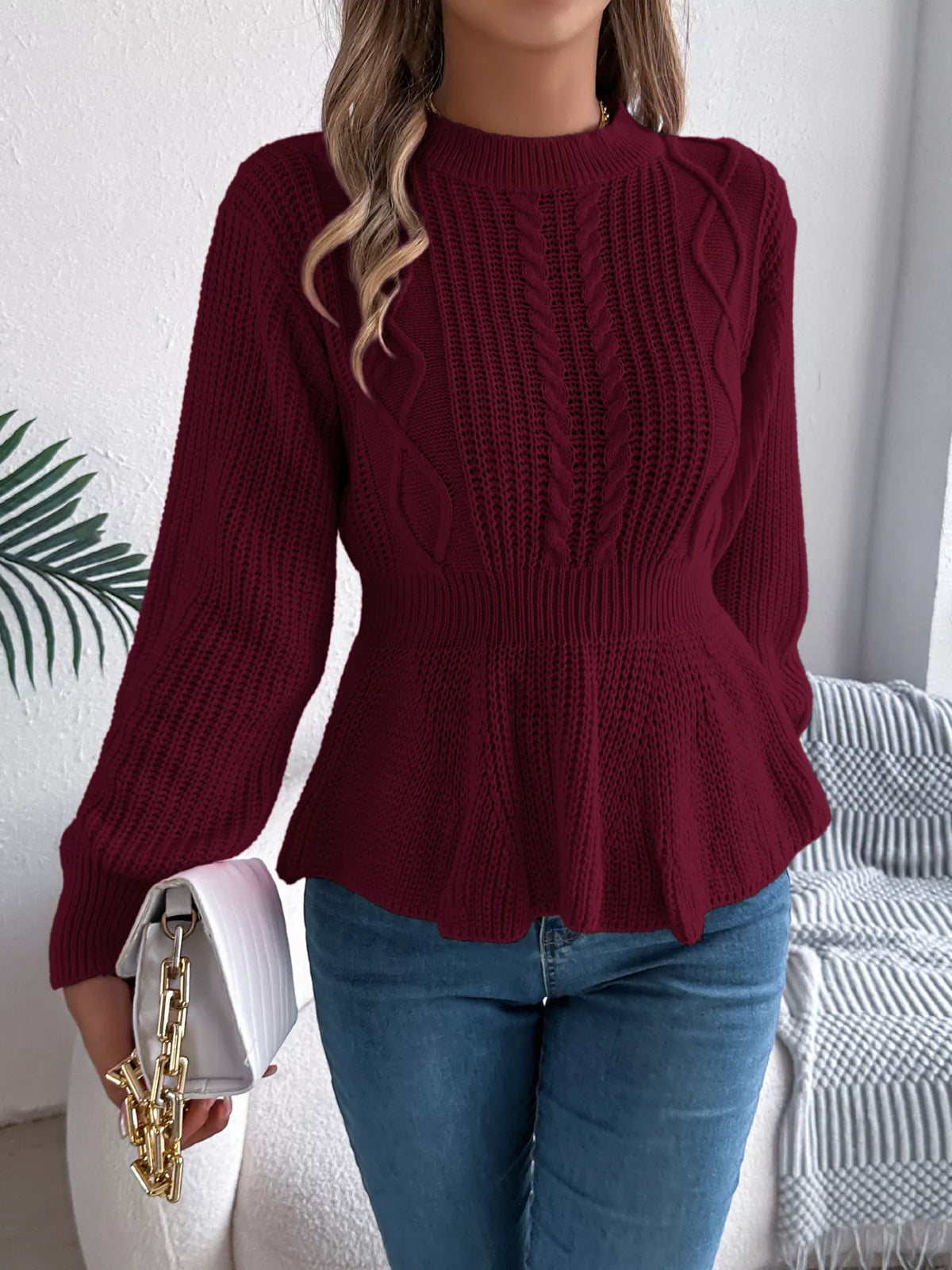 Cable Knit Peplum Sweater (17)