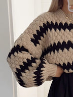 Striped Round Neck Dropped Shoulder Sweater (10)