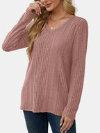 V-neck Long Sleeve T-shirt (17)