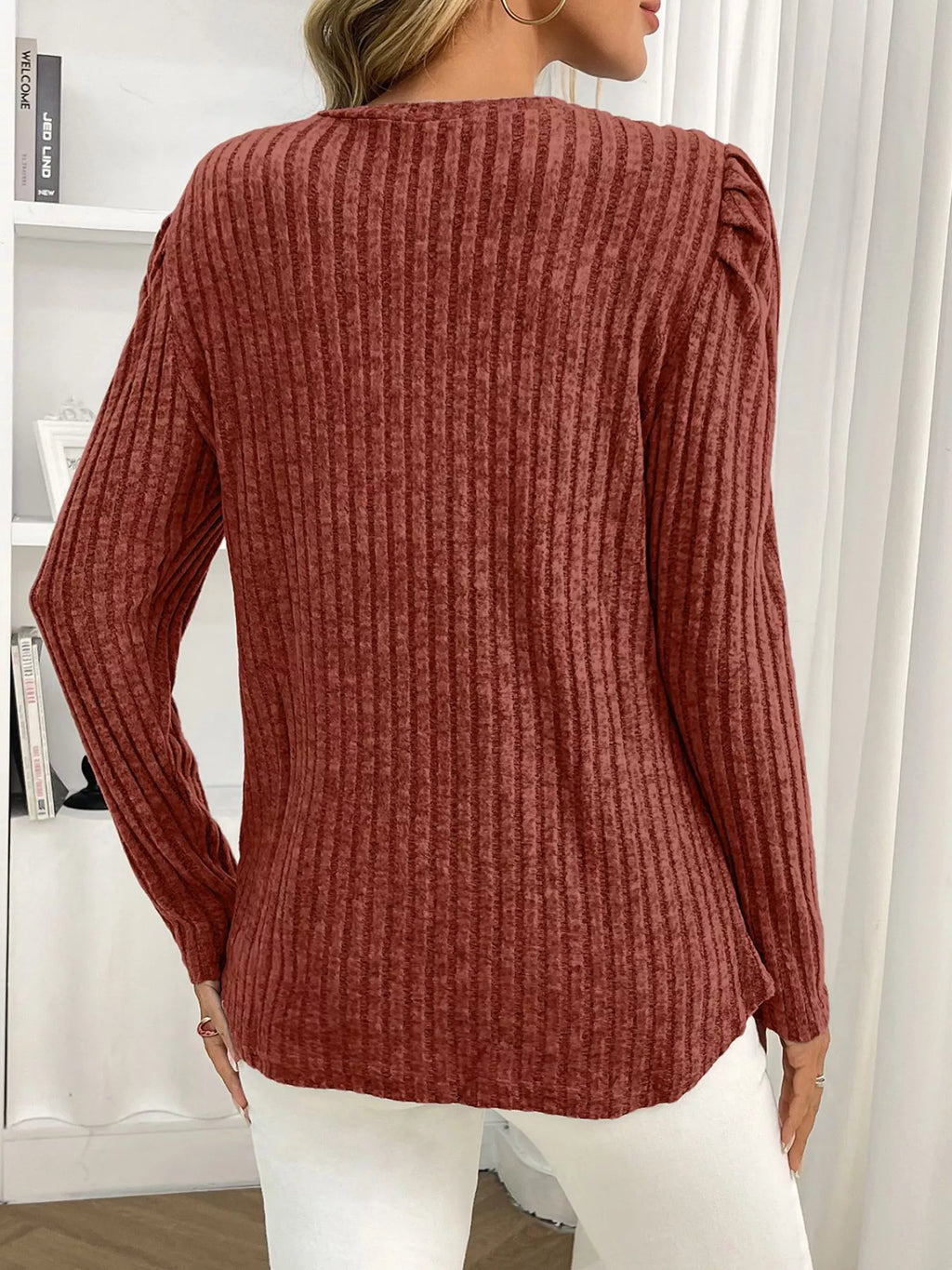 Round Neck Puff Sleeve T-shirt (26)