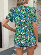 Floral Print Short Sleeve Blouse (4)
