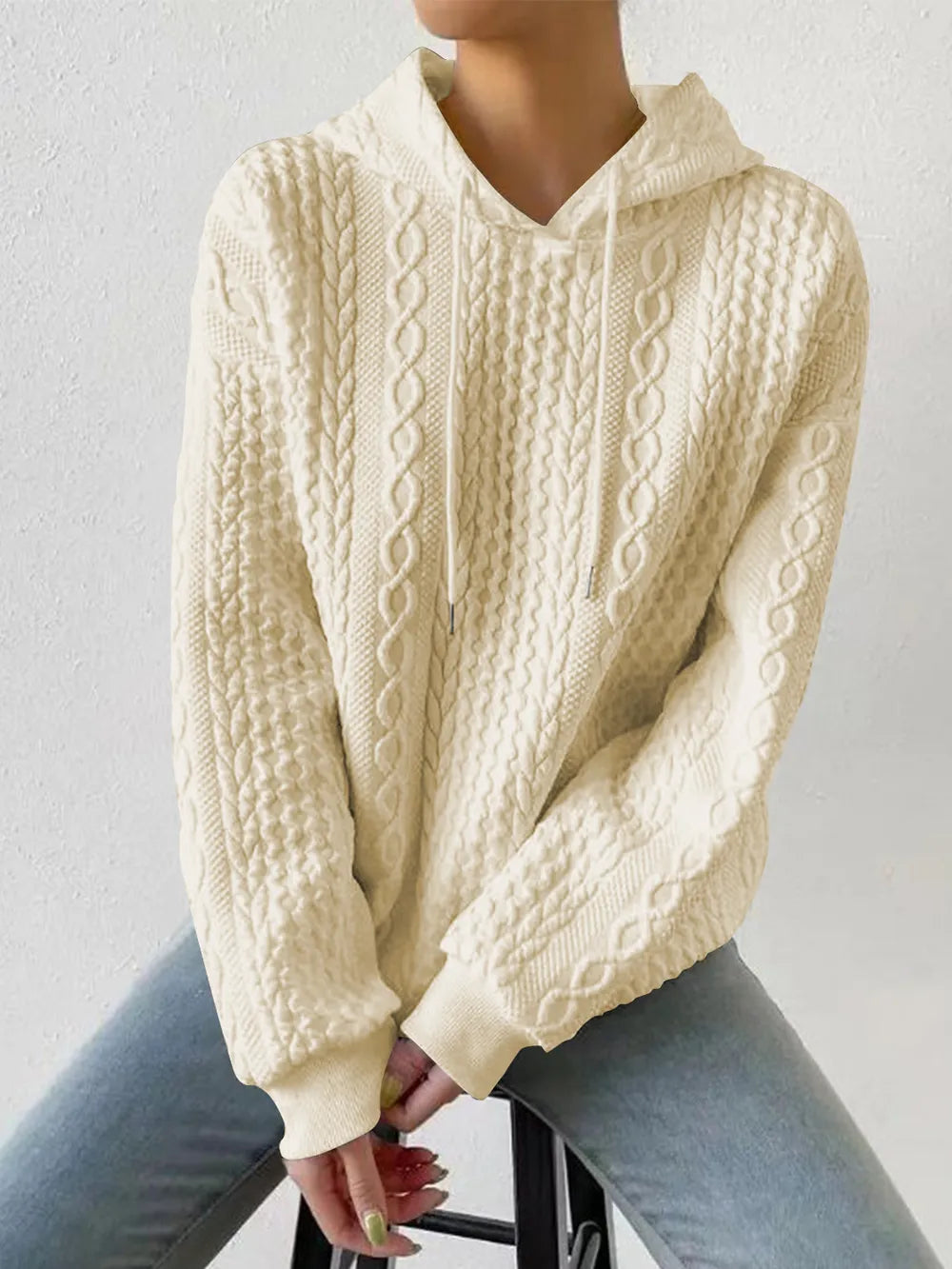 Drawstring Drop Shoulder Long Sleeve Hoodie (11)