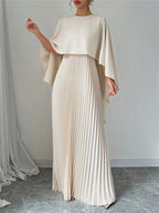 Cape Pleated Maxi Dress (3)