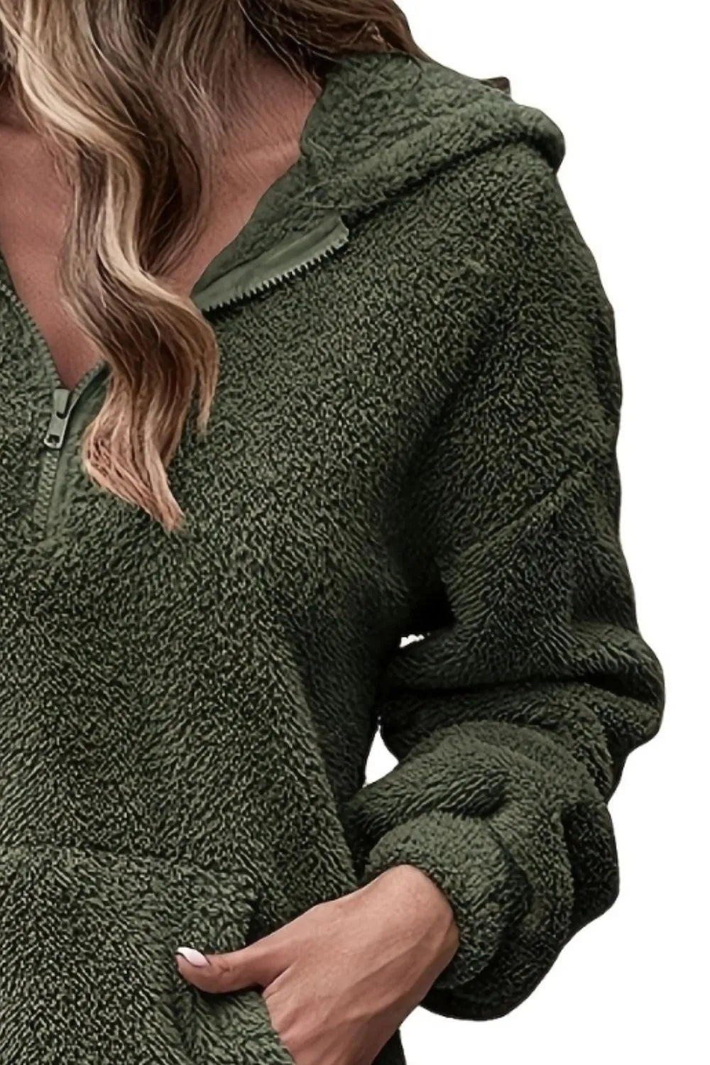 Half Zip Dropped Shoulder Oversized Hoodie (9)