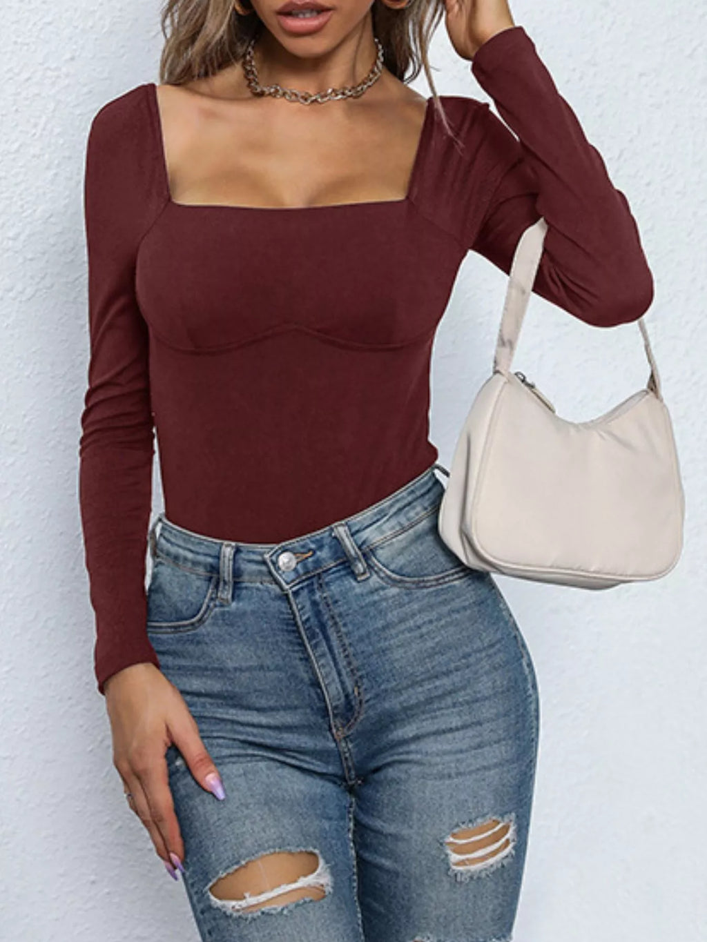 Square Neck Long Sleeve Bodysuit (19)