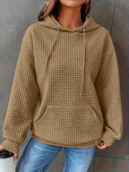 Textured Knit Drawstring Hoodie (25)