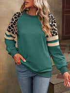Leopard Round Neck Raglan Sleeve Sweatshirt (32)