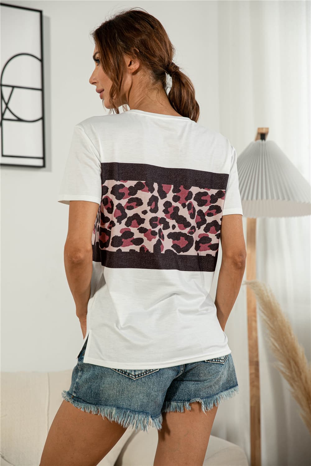 Leopard Block Side Slit Tee (6)