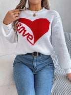 Love Heart Round Neck Dropped Shoulder Sweater (12)