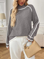 Contrast Trim Turtleneck Long Sleeve Sweater (13)