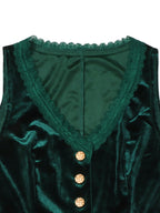 Velvet Lace Trim Button-down Vest (10)