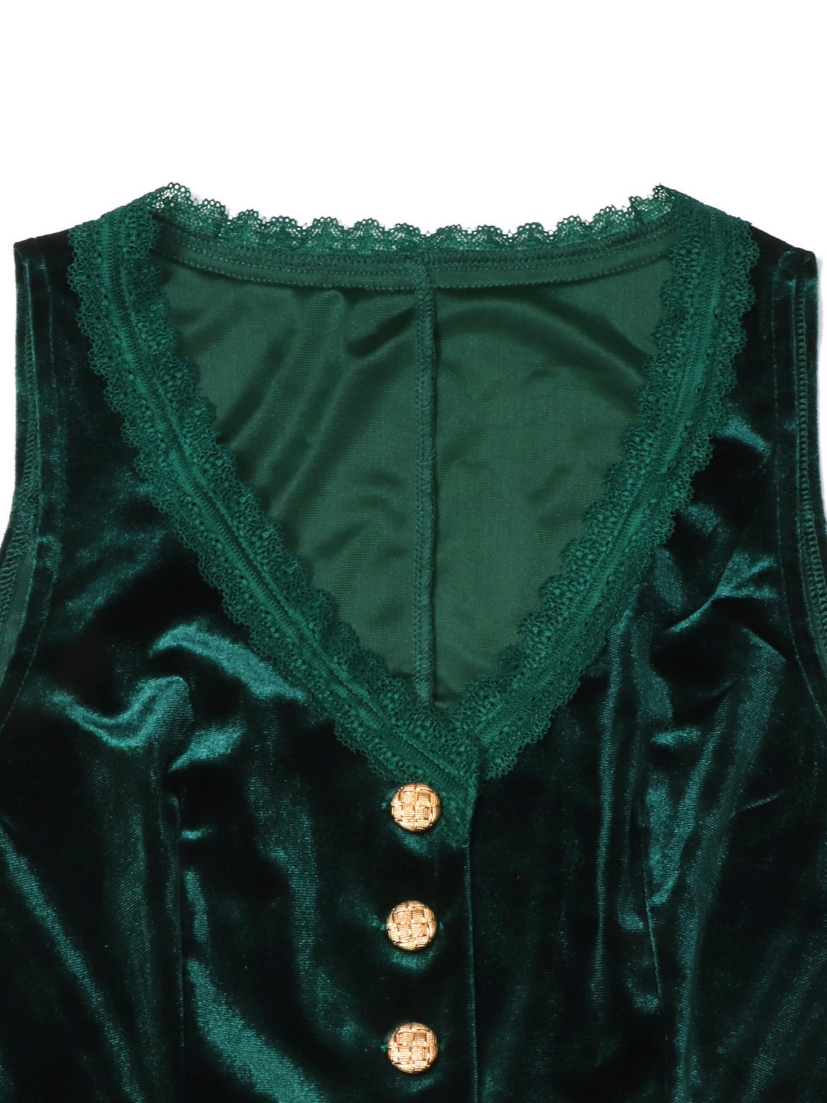 Velvet Lace Trim Button-down Vest (10)