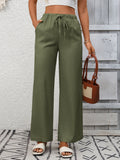 Drawstring High Waist Wide Leg Pants (7)