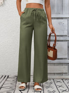 Drawstring High Waist Wide Leg Pants (7)