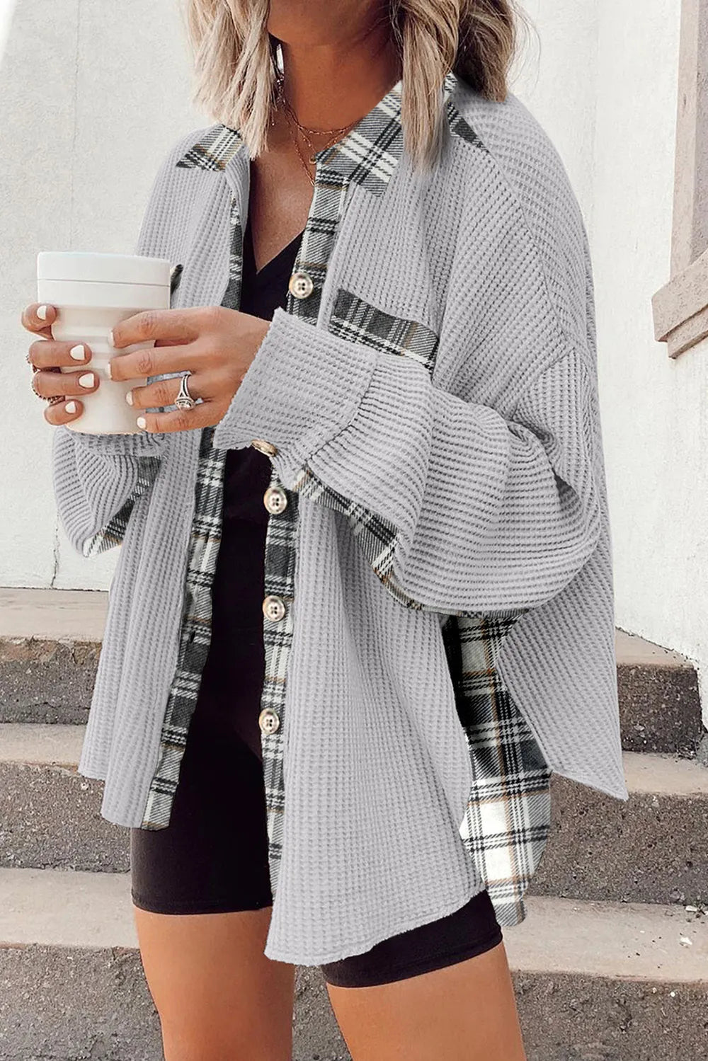 Plaid Button Down Collared Jacket (35)