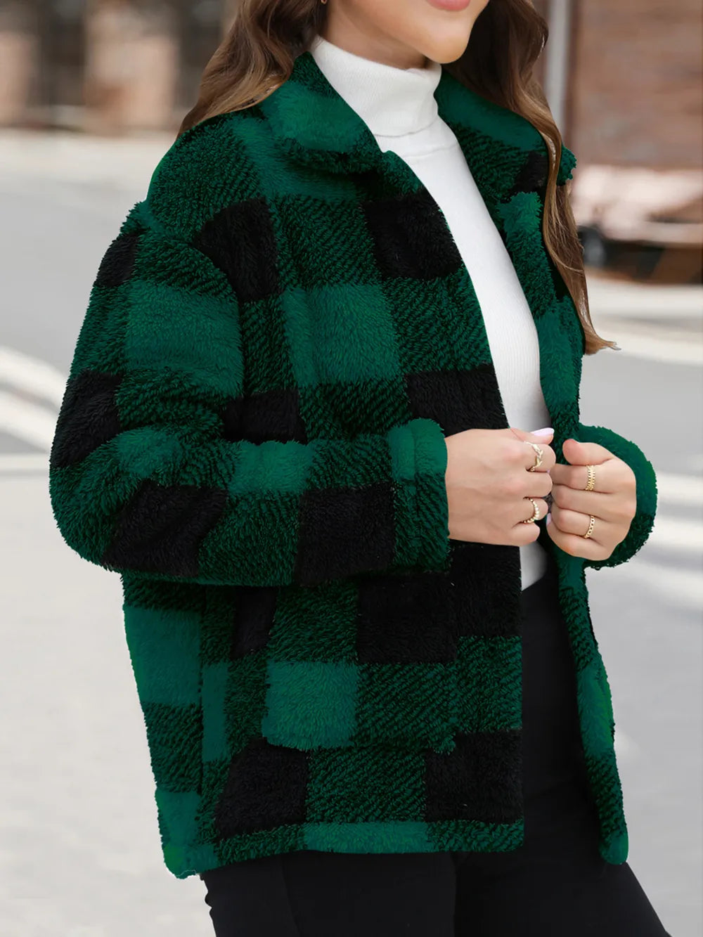 Button Up Drop Shoulder Fuzzy Jacket (8)