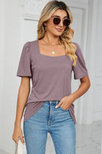 Square Neck Short Sleeve T-shirt (21)