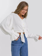Button Up Flounce Sleeve Shirt (7)