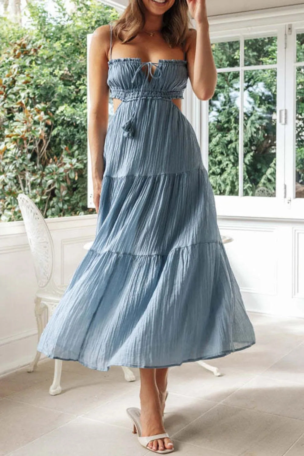 Cutout Square Neck Midi Cami Dress (7)