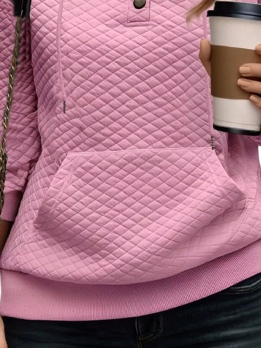 Drawstring Textured Dropped Shoulder Hoodie (13)