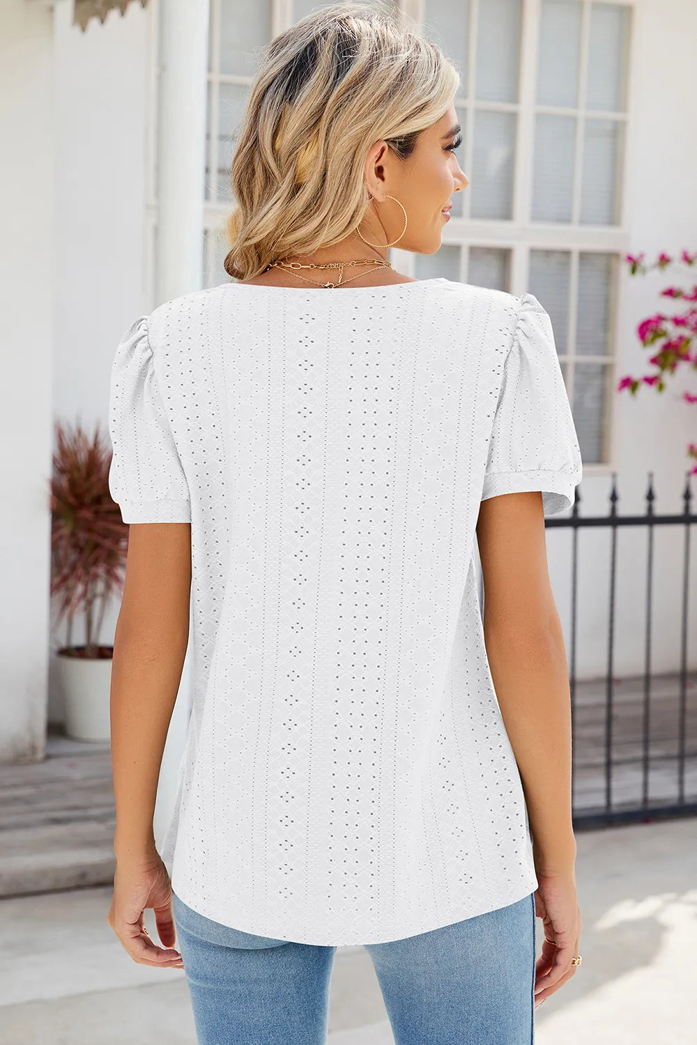 Eyelet Puff Sleeve T-shirt (12)