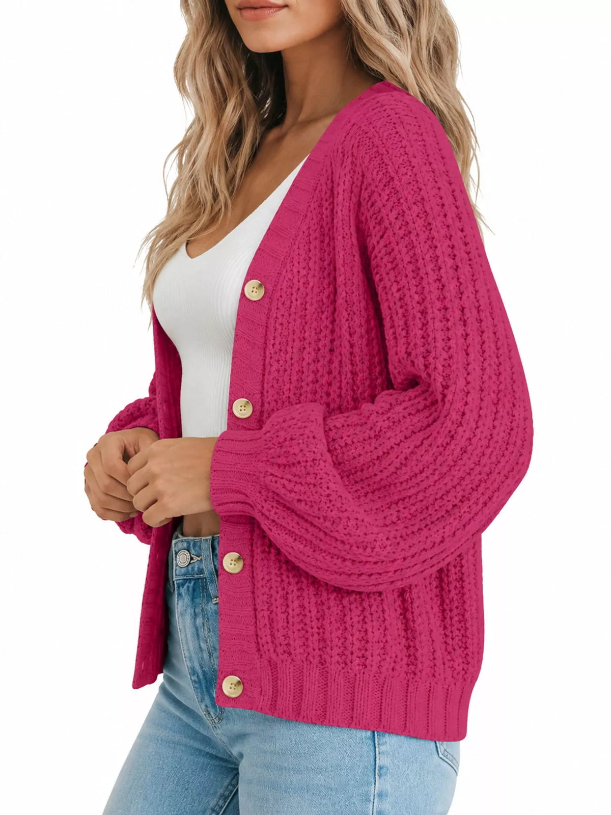 Full Size Chunky Knit Button-down Cardigan Plus (29)