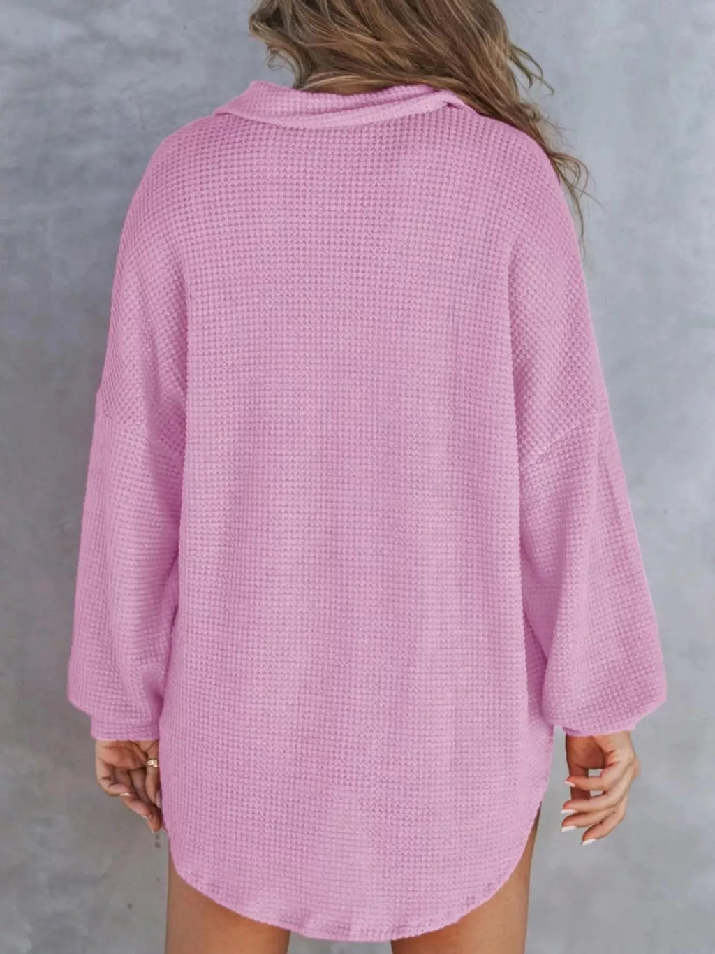 Casual Waffle Knit Button Detail Blouse (23)