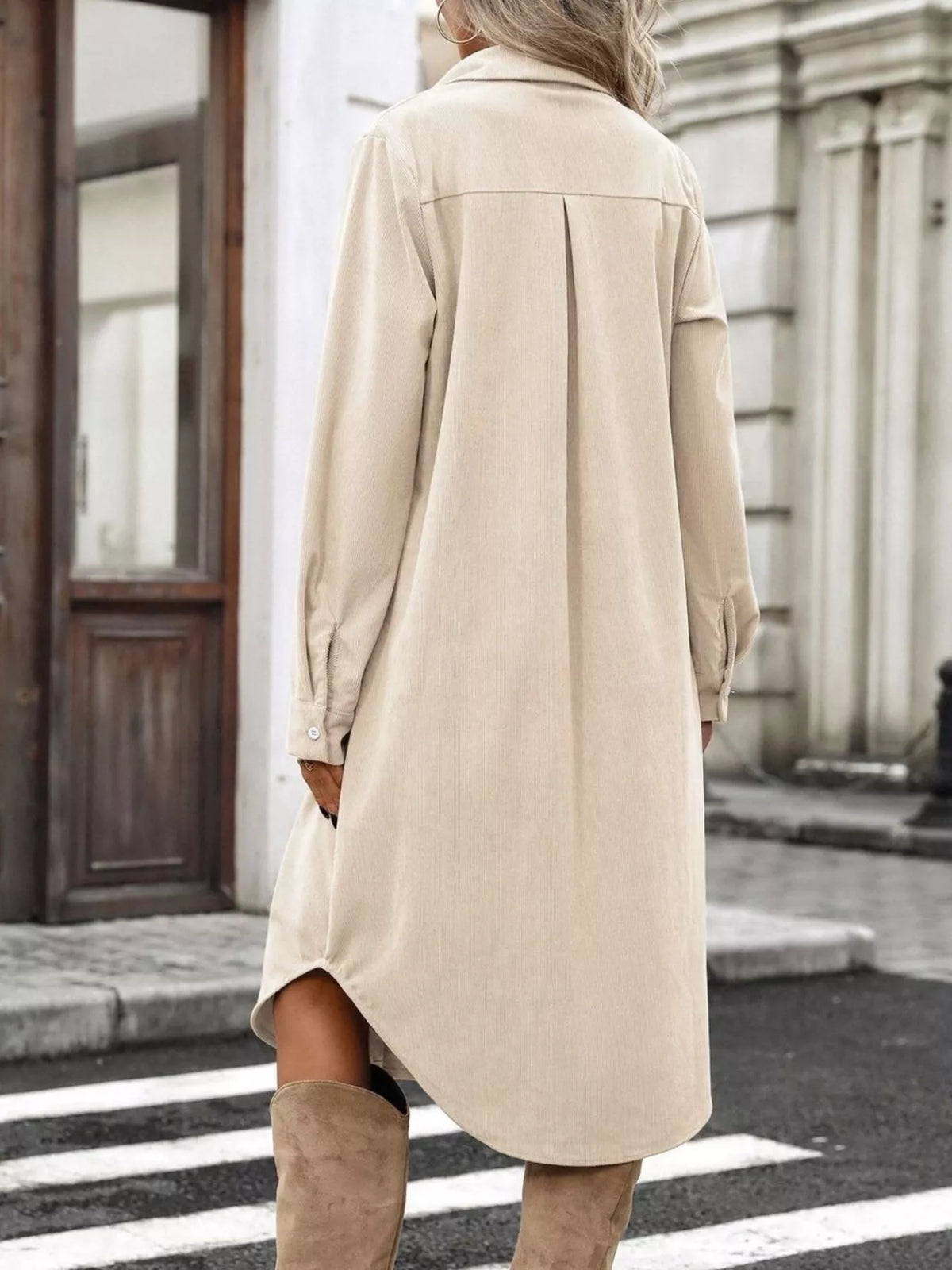 Corduroy Shirt Dress Button-down Front (16)