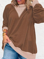 Two-tone Ribbed Knit Sweatshirt (14)