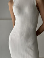 Knitted Turtleneck Sleeveless Midi Dress Elegant French photo 2