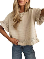 Lace Trimmed Knit Top (6)