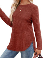 Ribbed Knit Long Sleeve T-shirt (19)