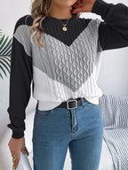 Contrast Round Neck Long Sleeve Sweater (4)