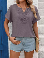 Lace Trim Short Sleeve T-shirt (22)