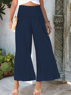 Wide-leg Smocked Waist Pants (20)