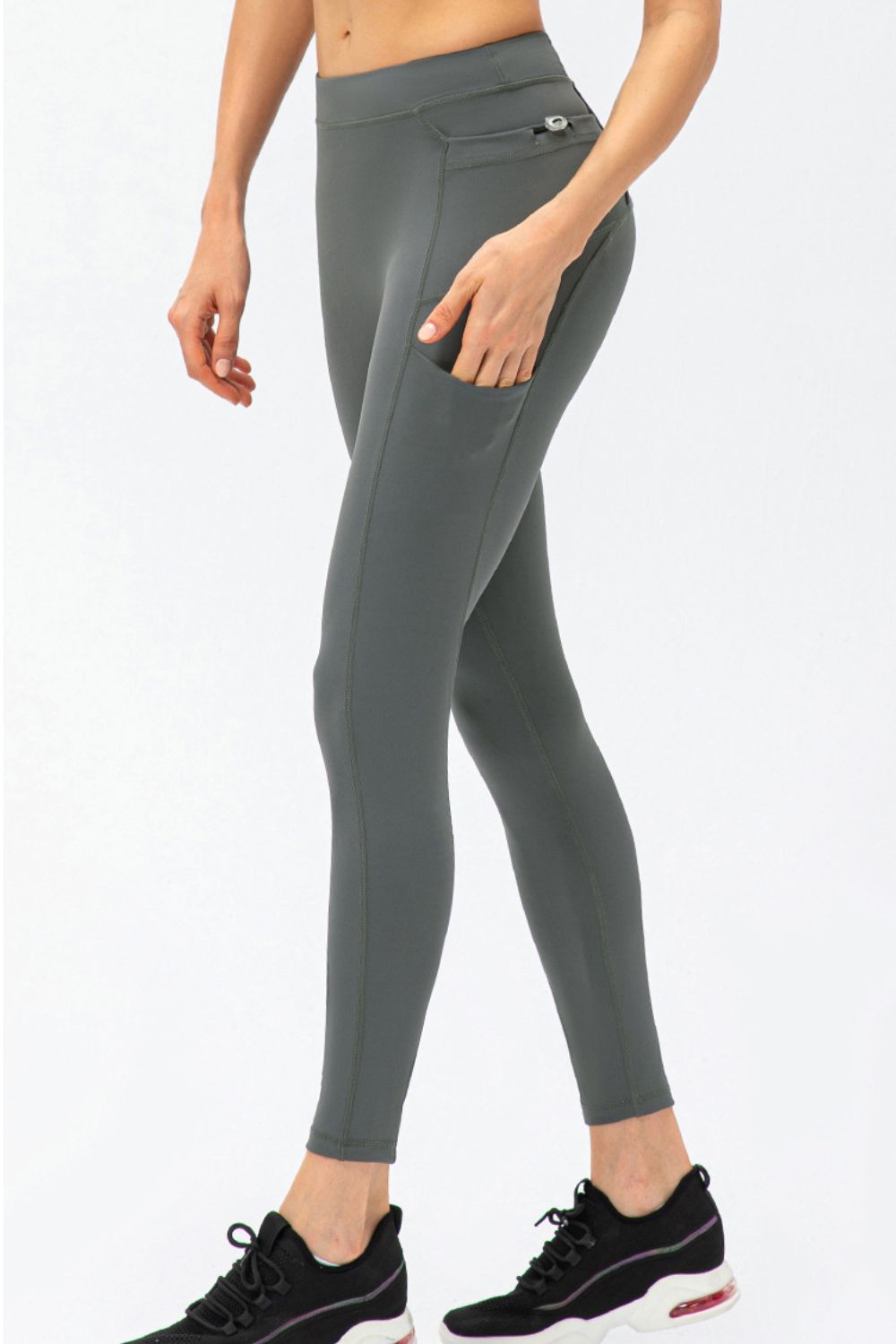 Full Size Slim Fit High Waist Long Sports Pants Pockets (8)