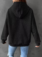 Waffle Knit Hoodie Drawstring Details (10)