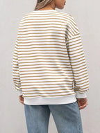 Striped Round Neck Oversized Casual Sweatshirt (23)