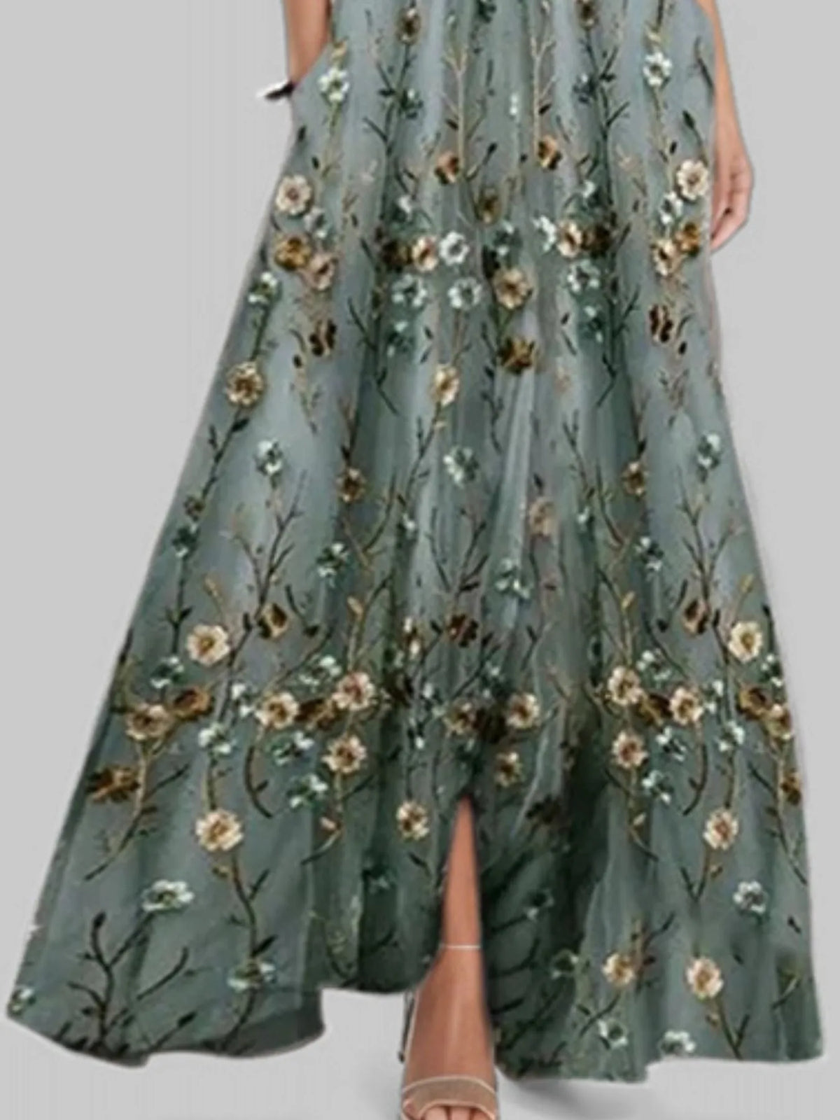 Floral Print Half Sleeve Wrap Maxi Dress (9)