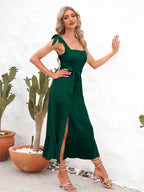 Square Neck Tie Strap Midi Dress (5)