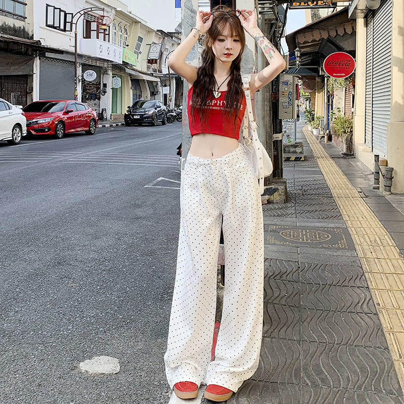 White Polka Dot Pleated Trousers photo 4