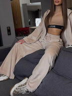 Zip Up Cropped Outerwear Pants Set (17)