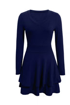 Layered Long Sleeve V-neck Mini Dress (12)