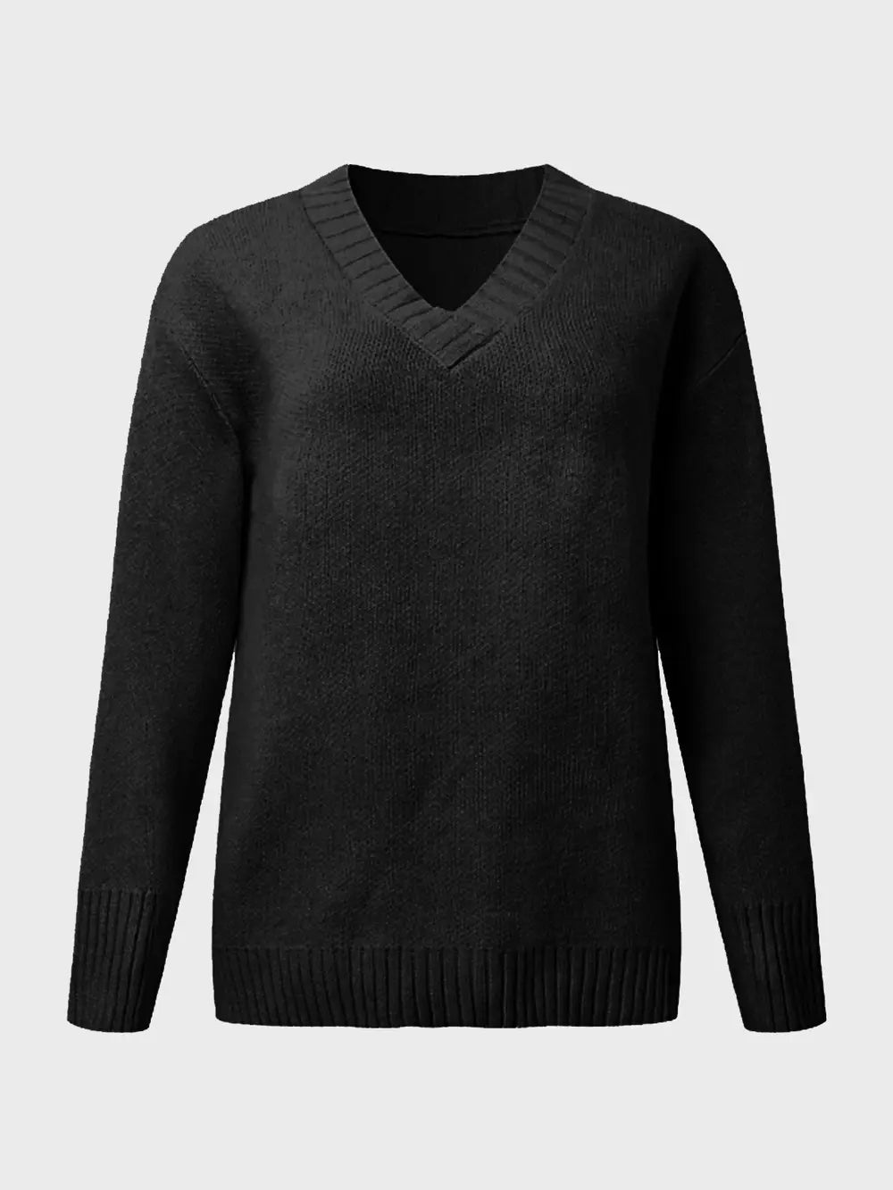 V-neck Long Sleeve Knit Top (16)