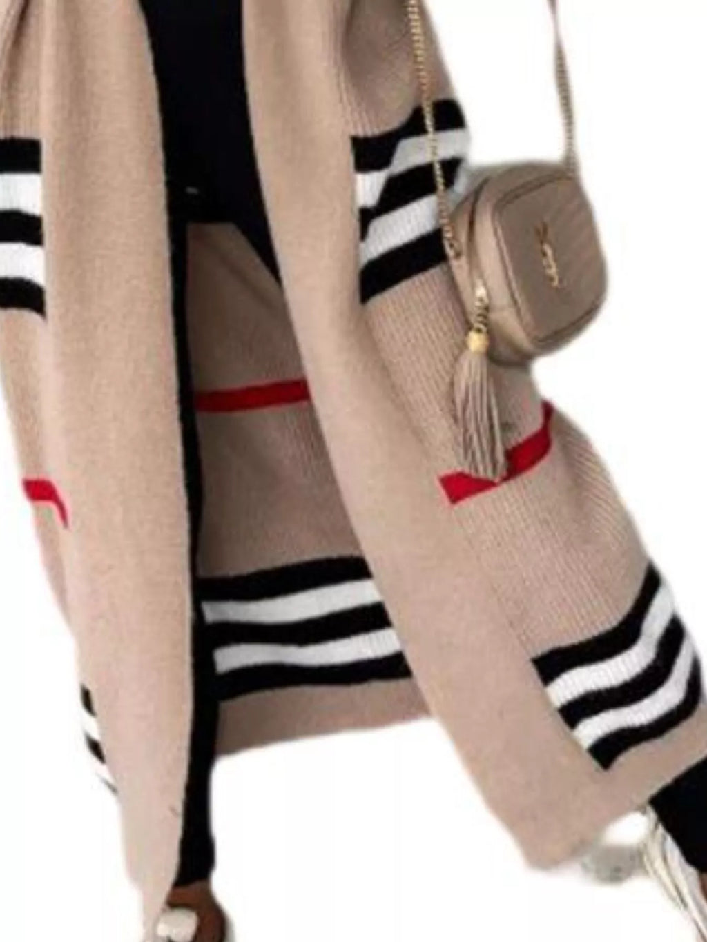 Striped Longline Open Front Cardigan (12)