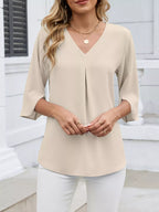 V-neck 3/4 Sleeve Blouse (12)