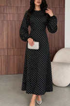 Polka Dot Long Sleeve Maxi Dress (7)