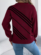 Striped Pattern Casual Round Neck Sweater (11)
